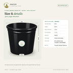 10 Inch Ananda Grow Pot – Black – size and details