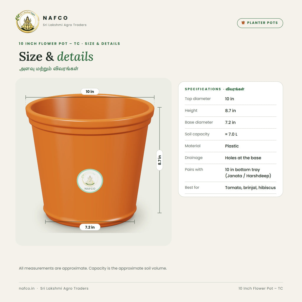 10 Inch Flower Pot – TC – size and details