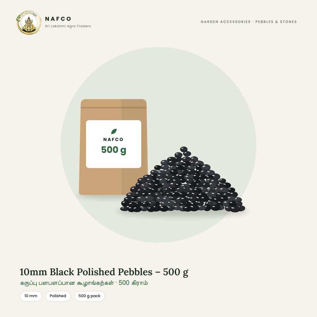 10mm Black Polished Pebbles – 500 g