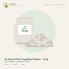 20–30mm White Unpolished Pebbles – 25 kg