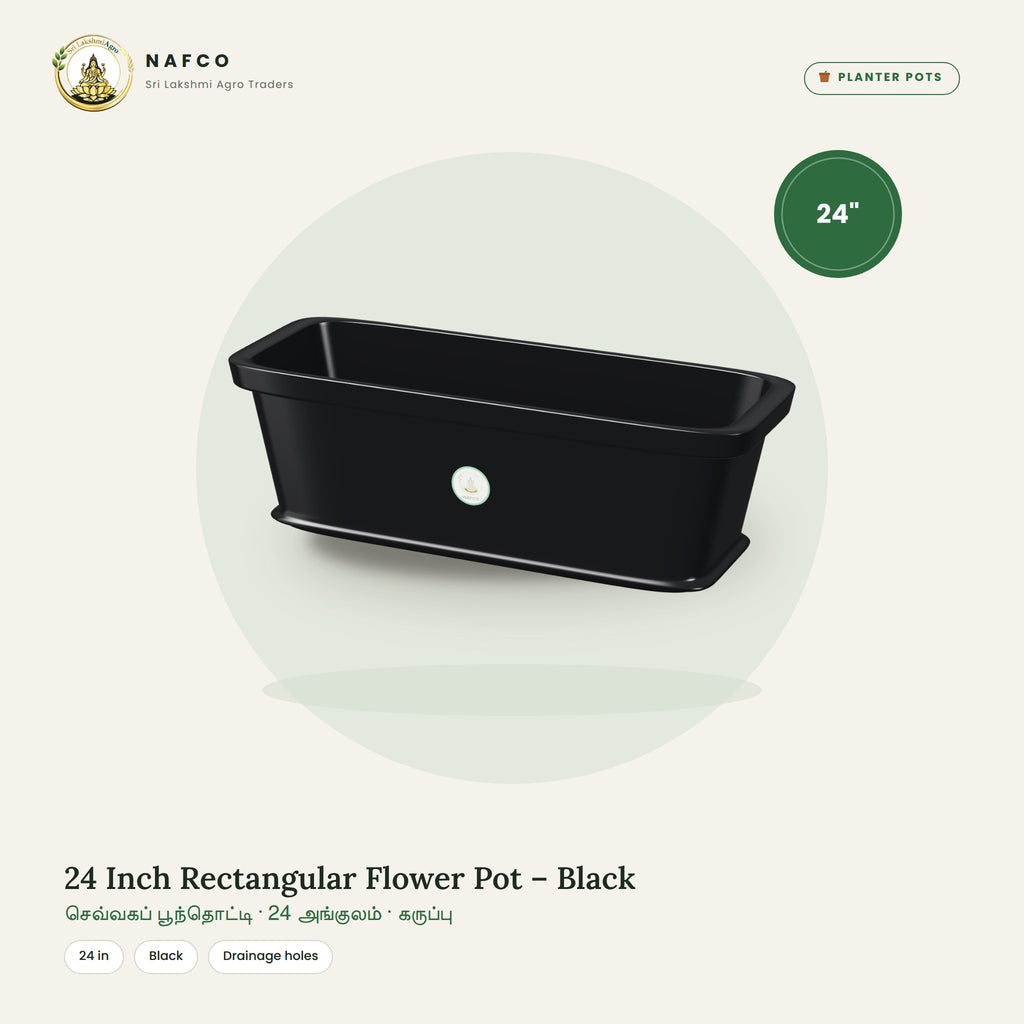 24 Inch Rectangular Flower Pot – Black