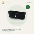 24 Inch Rectangular Flower Pot – Black