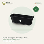 24 Inch Rectangular Flower Pot – Black
