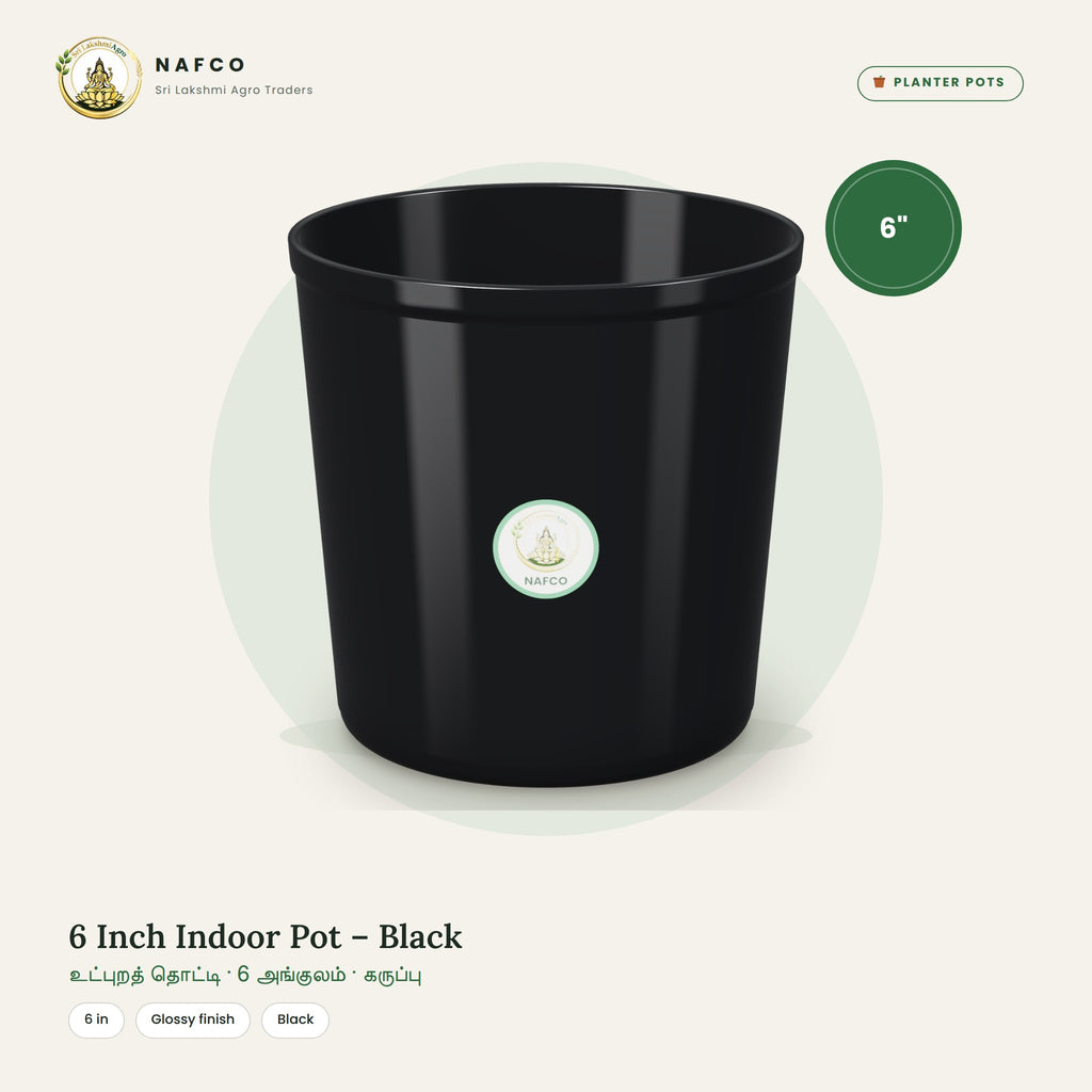 6 Inch Indoor Pot – Black