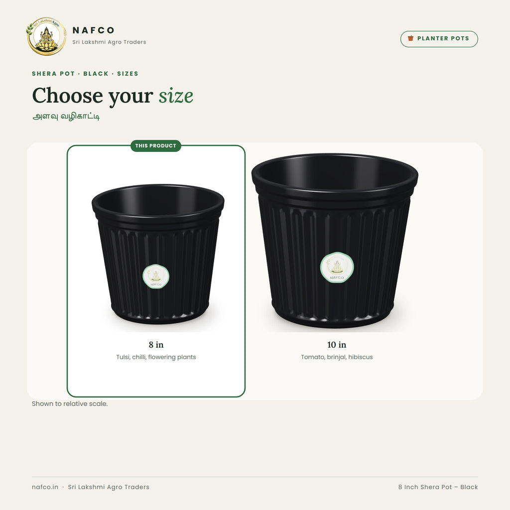 8 Inch Shera Pot – Black – size guide