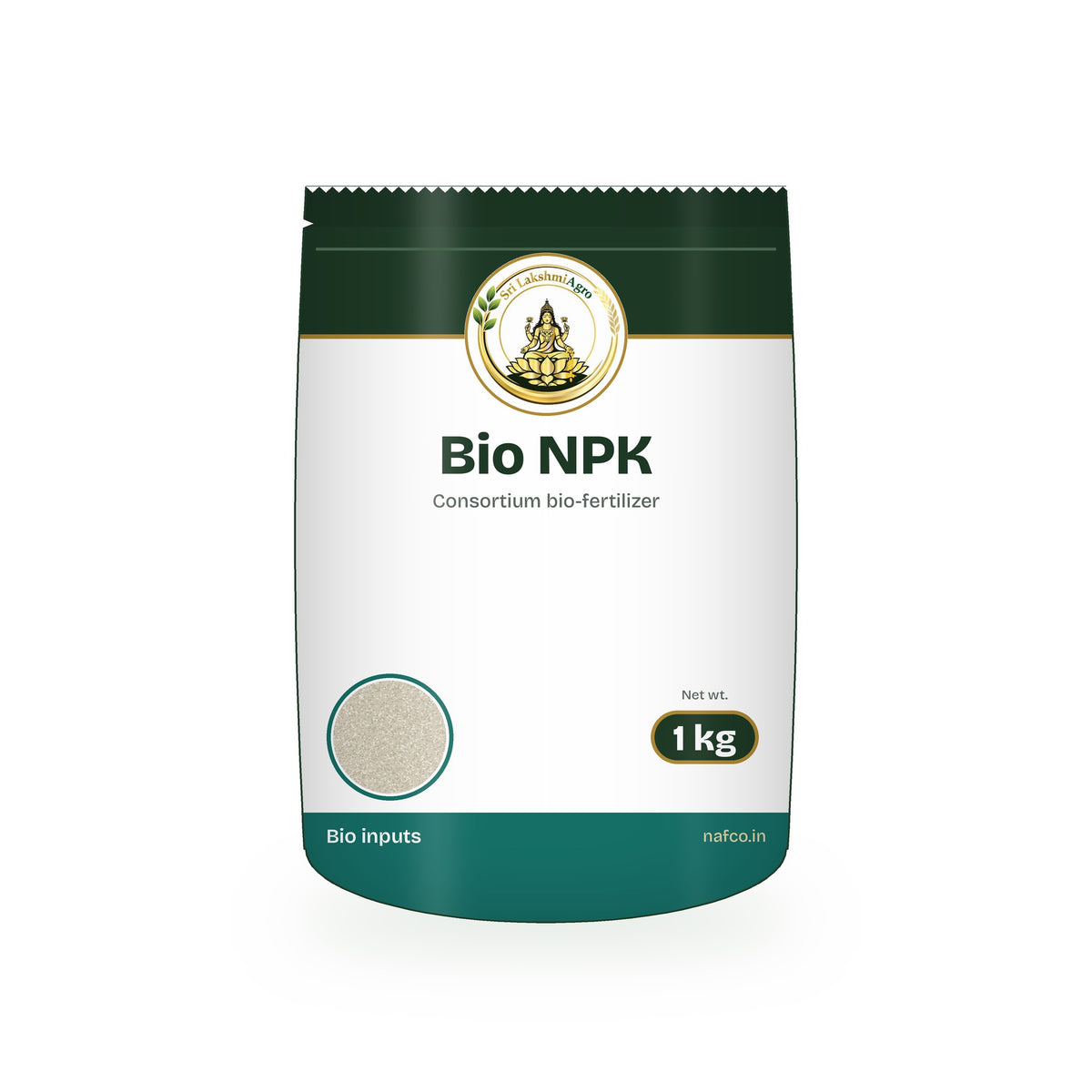Bio NPK – 1 kg in a Sri Lakshmi Agro stand-up pouch