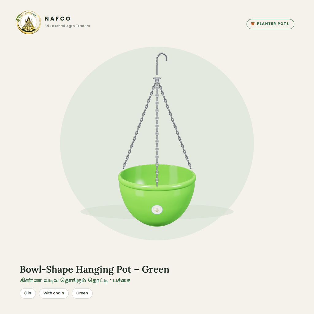 Bowl-Shape Hanging Pot – Green