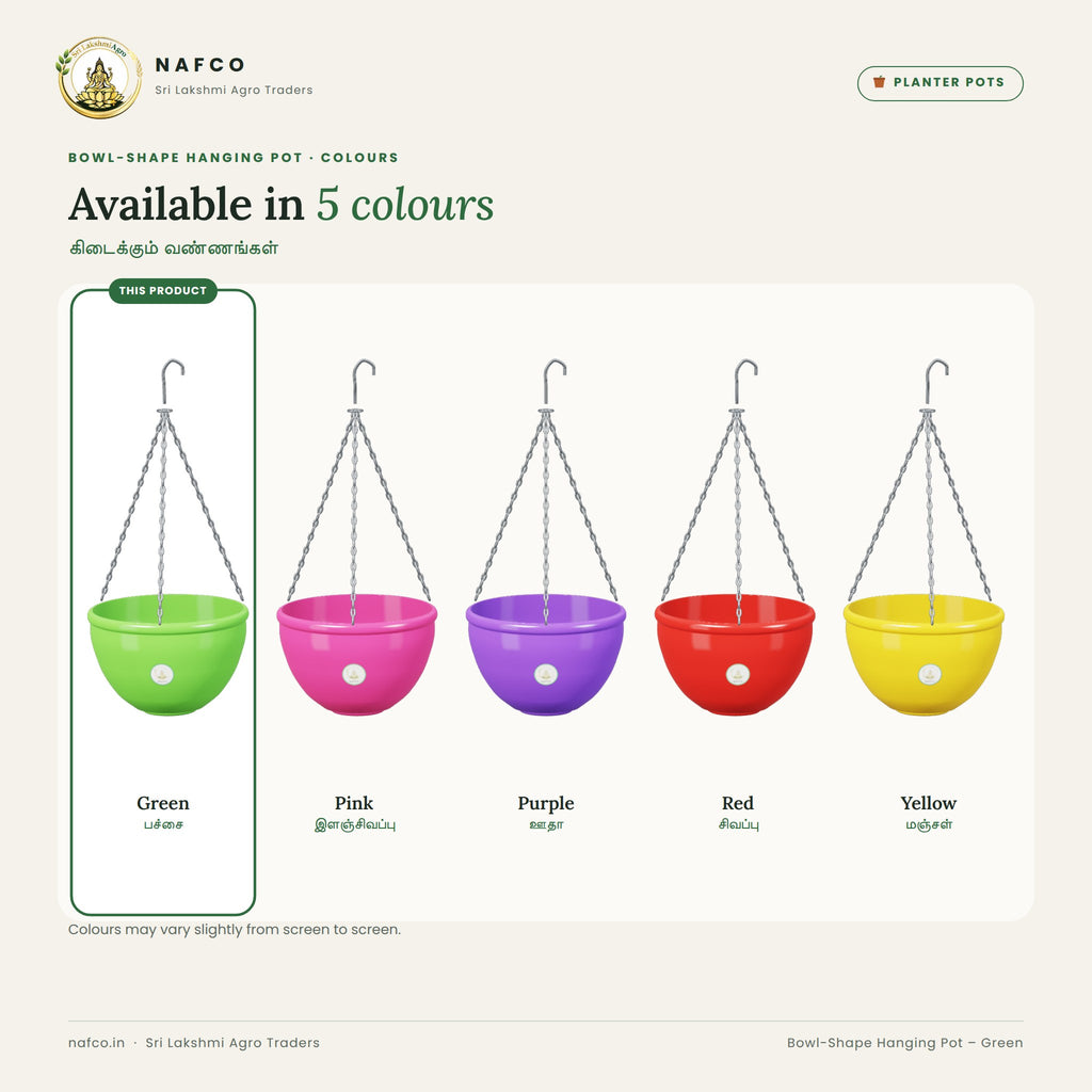 Bowl-Shape Hanging Pot – Green – colour guide