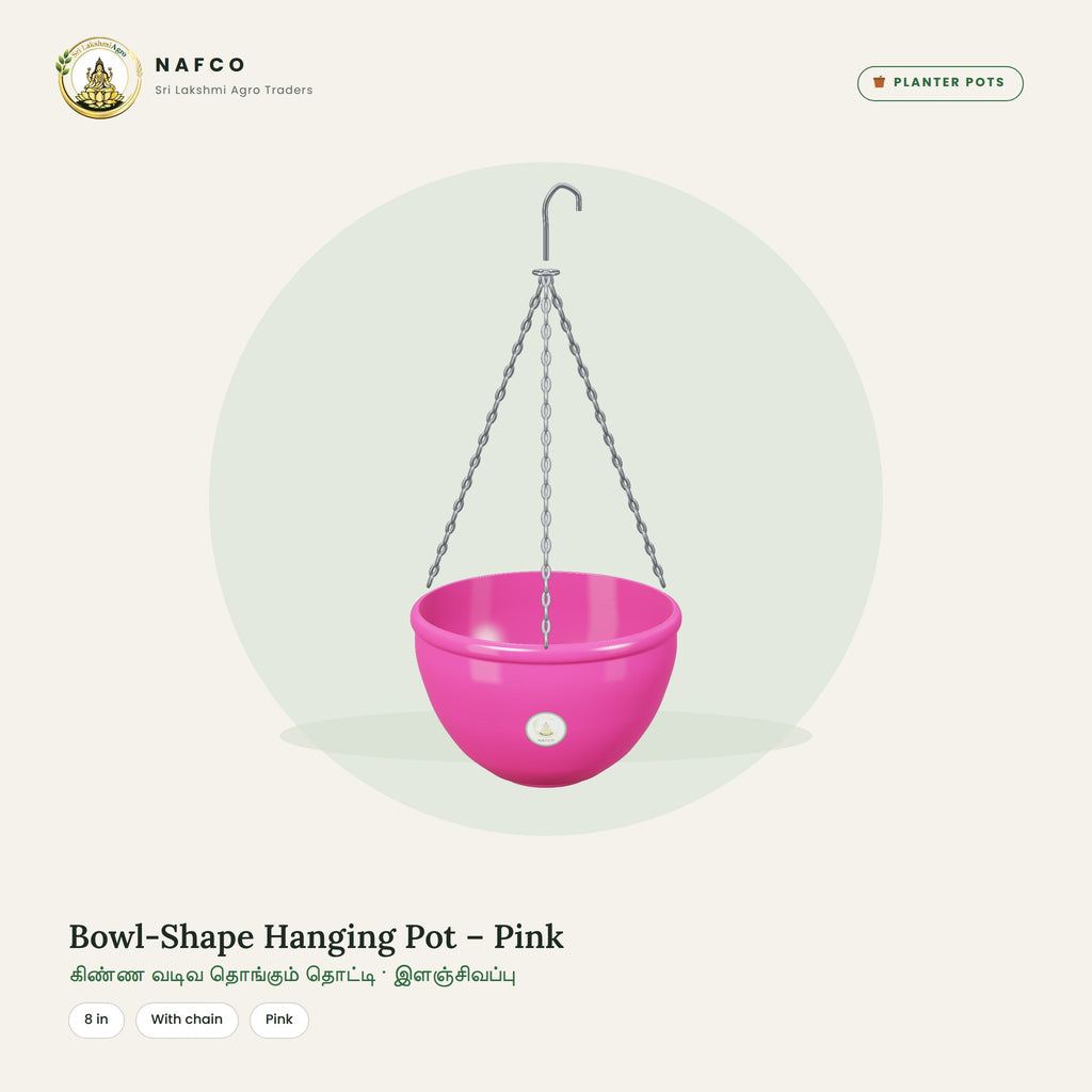 Bowl-Shape Hanging Pot – Pink
