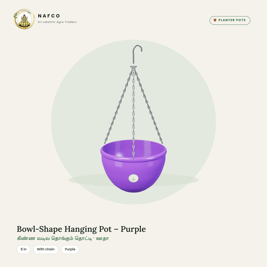 Bowl-Shape Hanging Pot – Purple