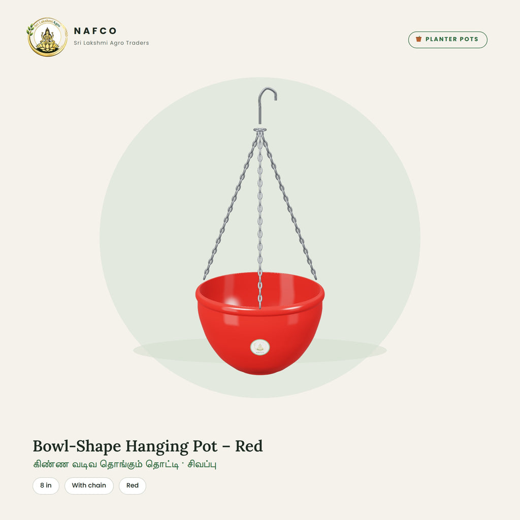 Bowl-Shape Hanging Pot – Red