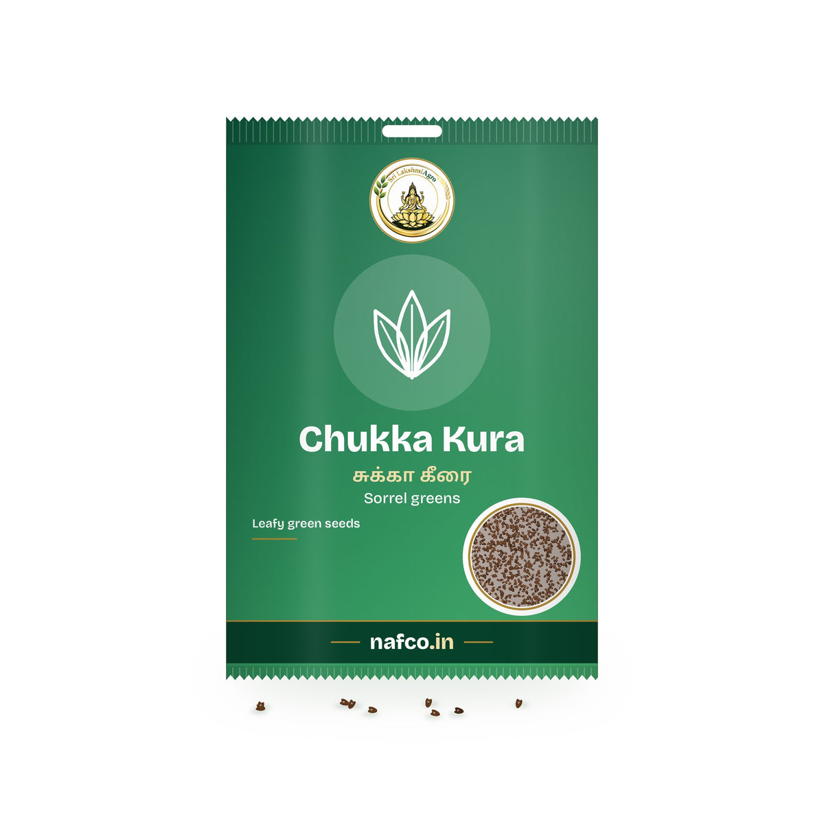 Chukka Kura Seeds (Sorrel): Sri Lakshmi Agro seed packet with a window showing the seeds