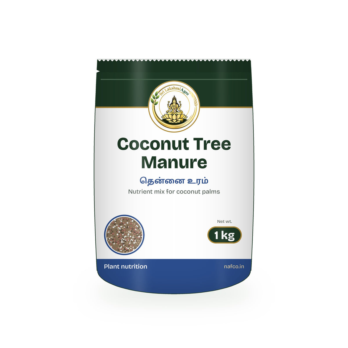 Coconut Tree Manure – 1 kg in a Sri Lakshmi Agro stand-up pouch