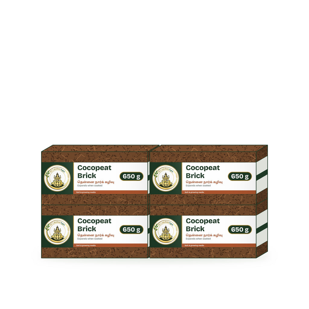 Cocopeat Brick – 650 g, Pack of 4: Sri Lakshmi Agro packs grouped together