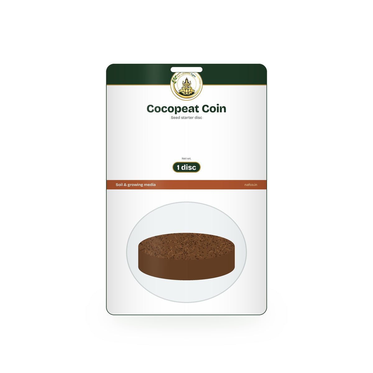 Cocopeat Coin – Seed Starter Disc in a Sri Lakshmi Agro hang card