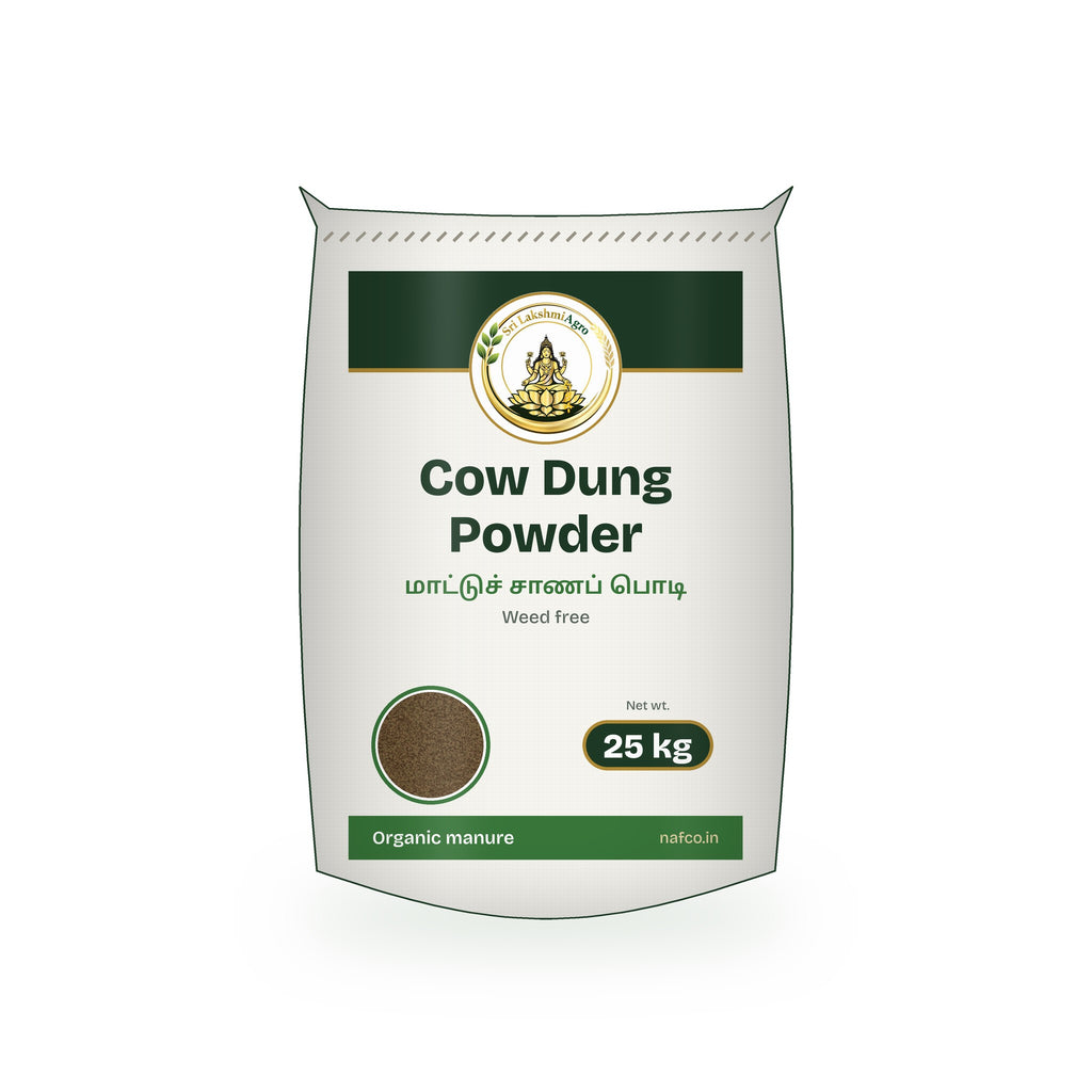 Cow Dung Powder (Weed Free) – 25 kg in a Sri Lakshmi Agro woven sack