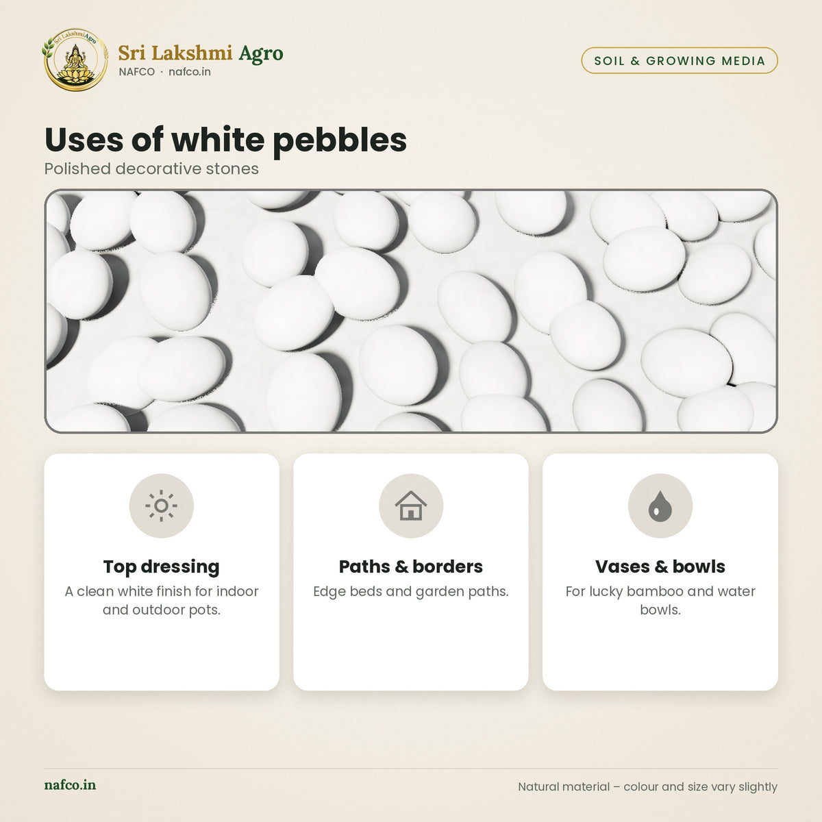 Decorative Pebbles – White – uses