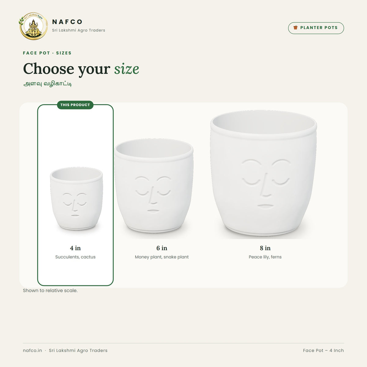 Face Pot – 4 Inch – size guide