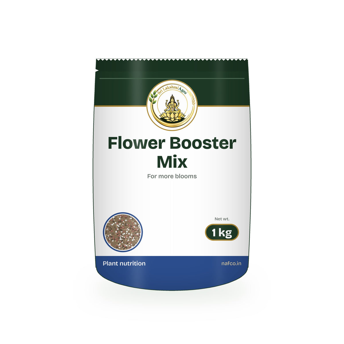 Flower Booster Mix – 1 kg in a Sri Lakshmi Agro stand-up pouch