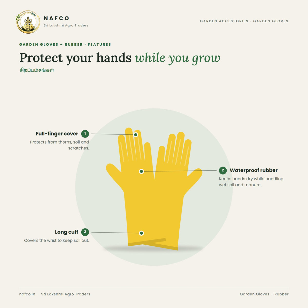 Garden Gloves – Rubber – features
