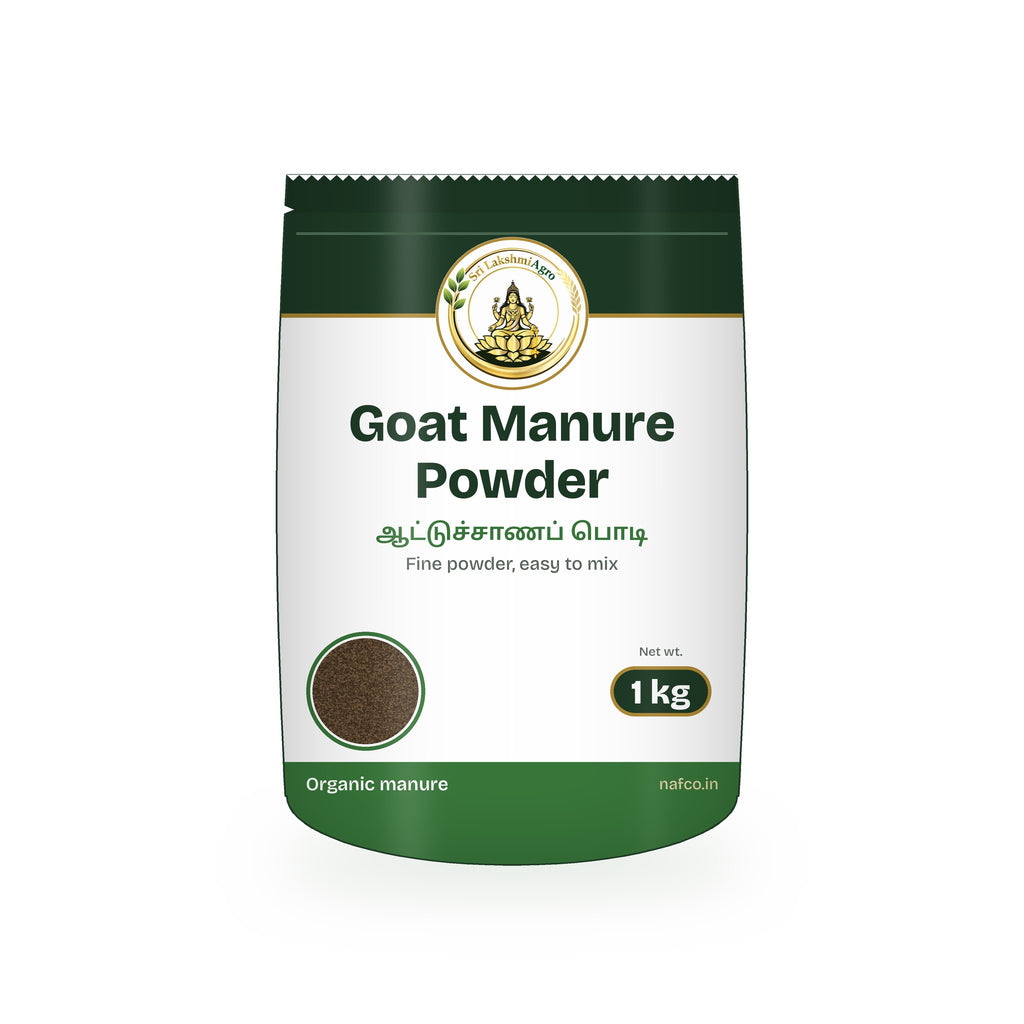 Goat Manure Powder – 1 kg in a Sri Lakshmi Agro stand-up pouch