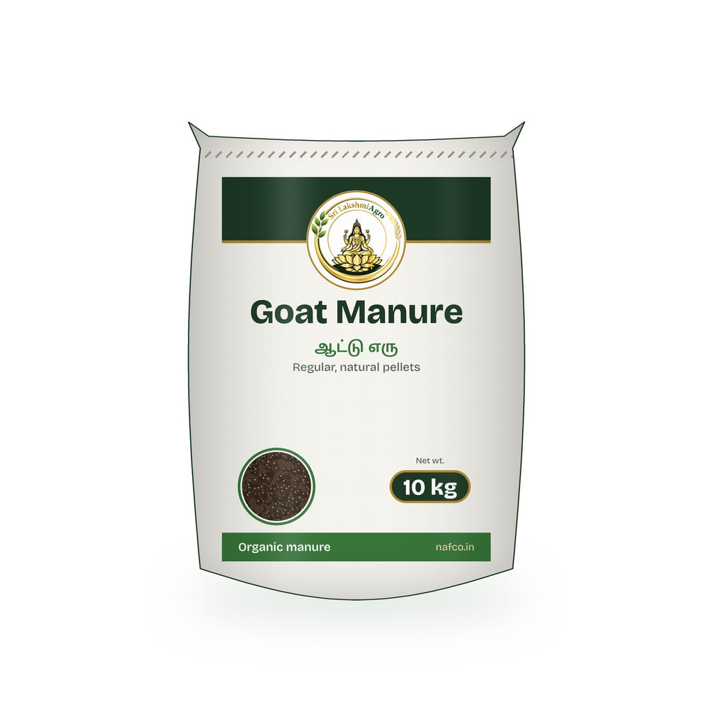Goat Manure (Regular) – 10 kg in a Sri Lakshmi Agro woven sack