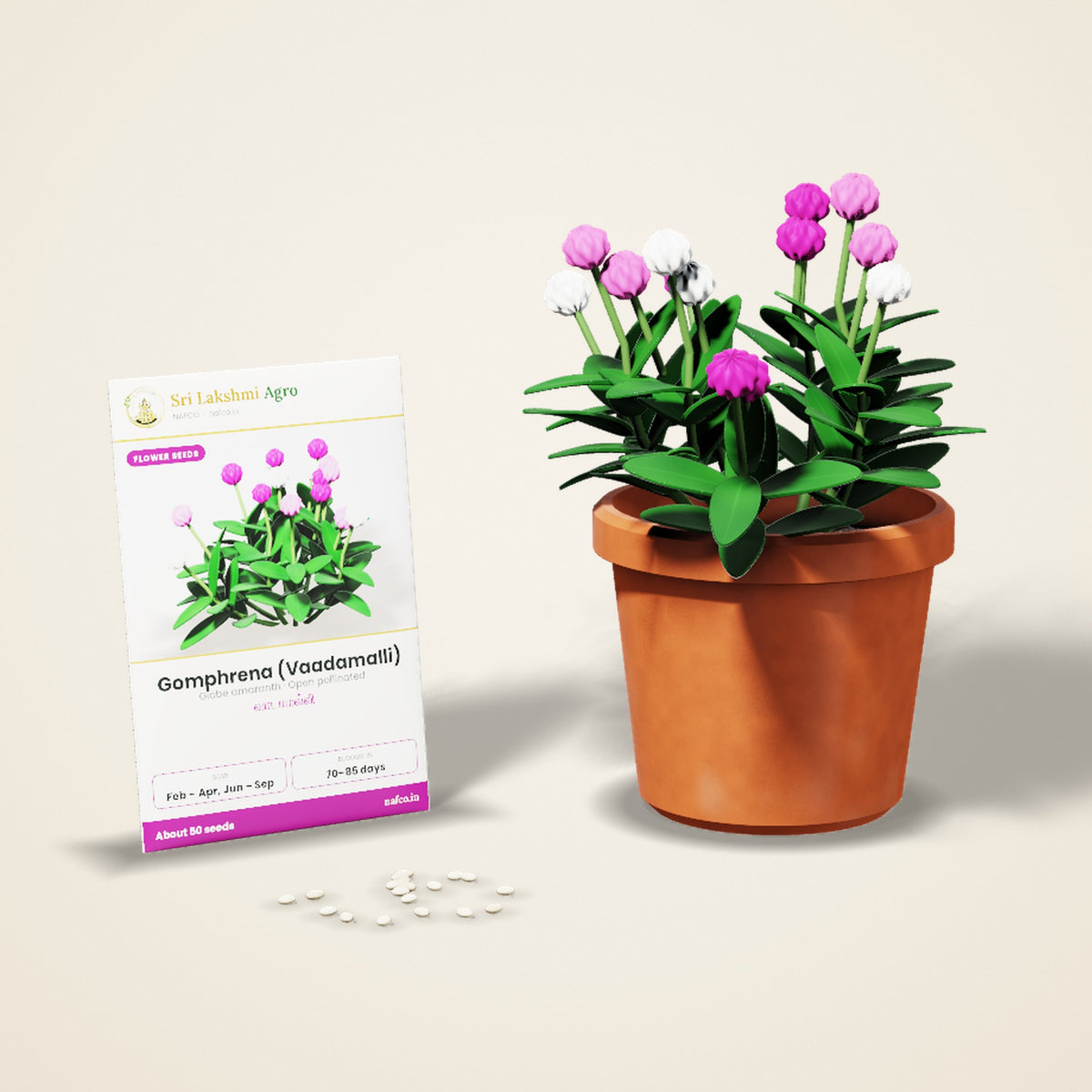 Gomphrena (Vaadamalli) Seeds – Purple Mix