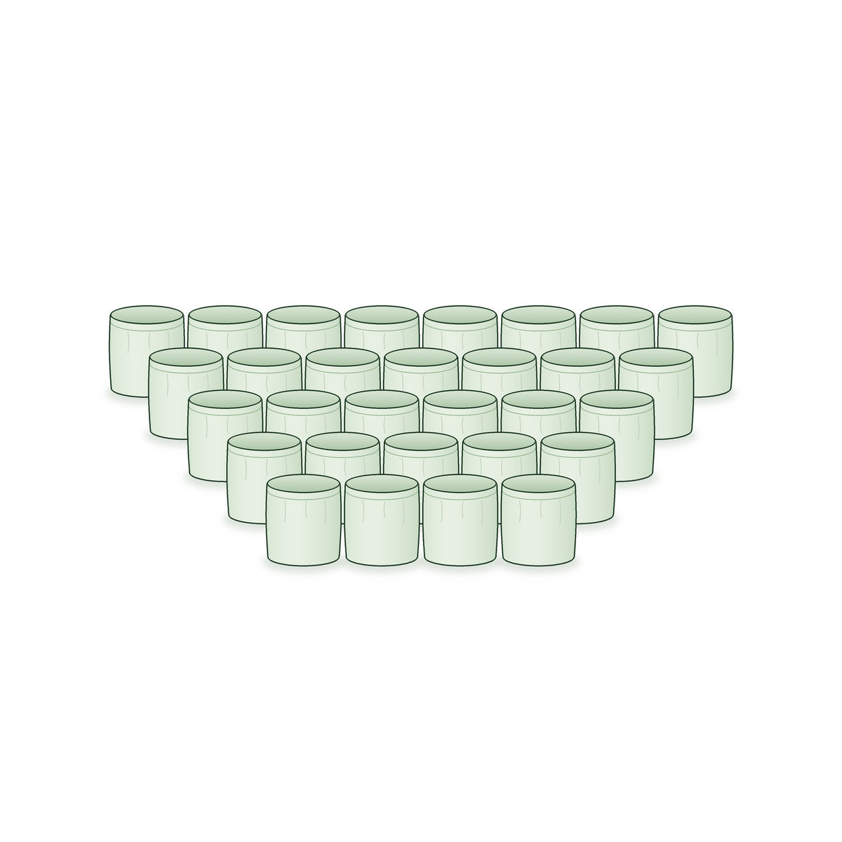 Pack of 30: thirty 12 × 12 inch round grow bags arranged together