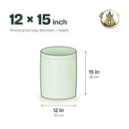 Size guide for the 12 × 15 inch round grow bag