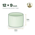 Size guide for the 12 × 9 inch round grow bag