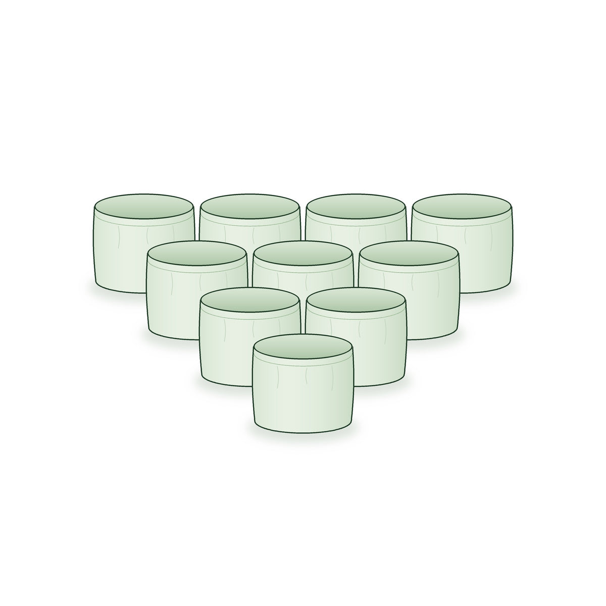 Pack of 10: ten 12 × 9 inch round grow bags arranged together