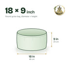 Size guide for the 18 × 9 inch round grow bag