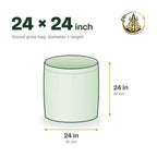 Size guide for the 24 × 24 inch round grow bag