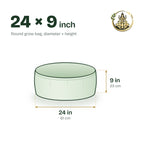 Size guide for the 24 × 9 inch round grow bag