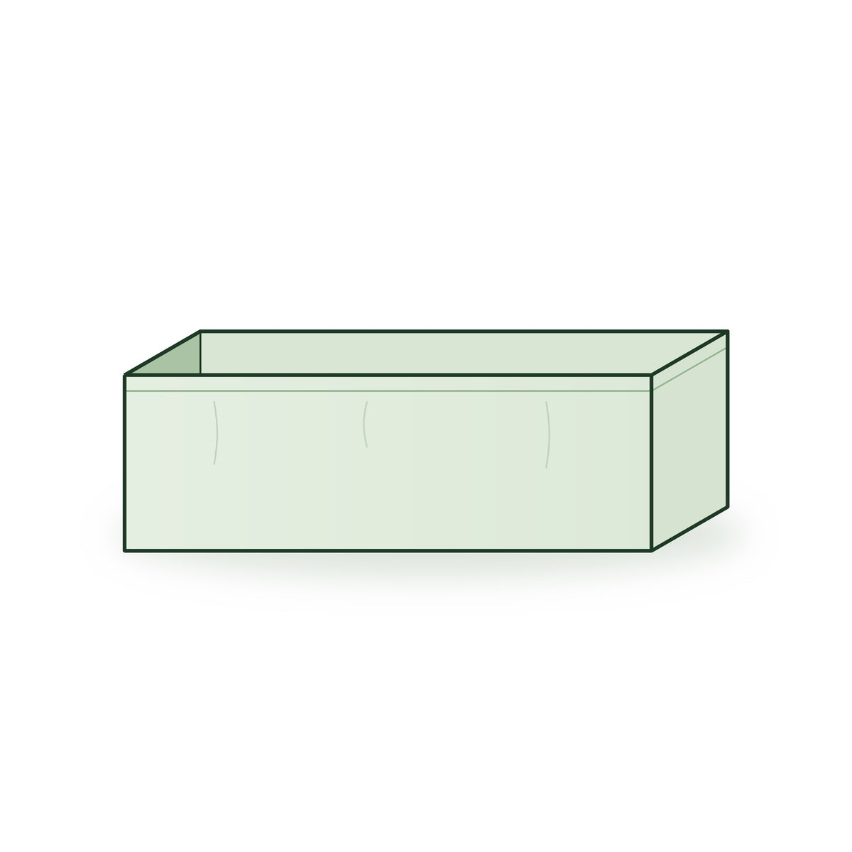 36 × 12 × 12 inch rectangular grow bag, illustrated on a white background
