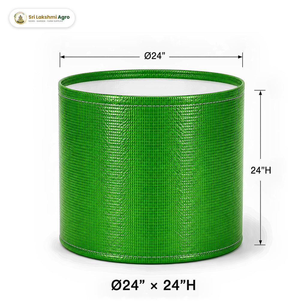 HDPE round grow bag, 24 × 24 inch (61 × 61 cm), holds about 178 litres