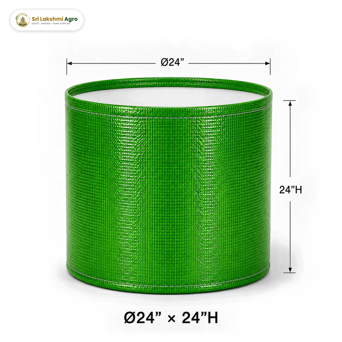 HDPE round grow bag, 24 × 24 inch (61 × 61 cm), holds about 178 litres