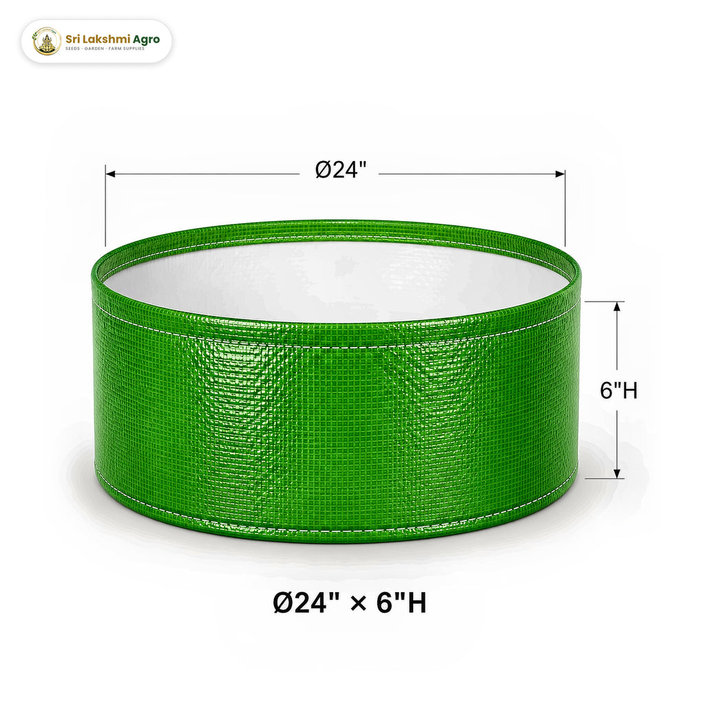 HDPE round grow bag, 24 × 6 inch (61 × 15 cm), holds about 44 litres