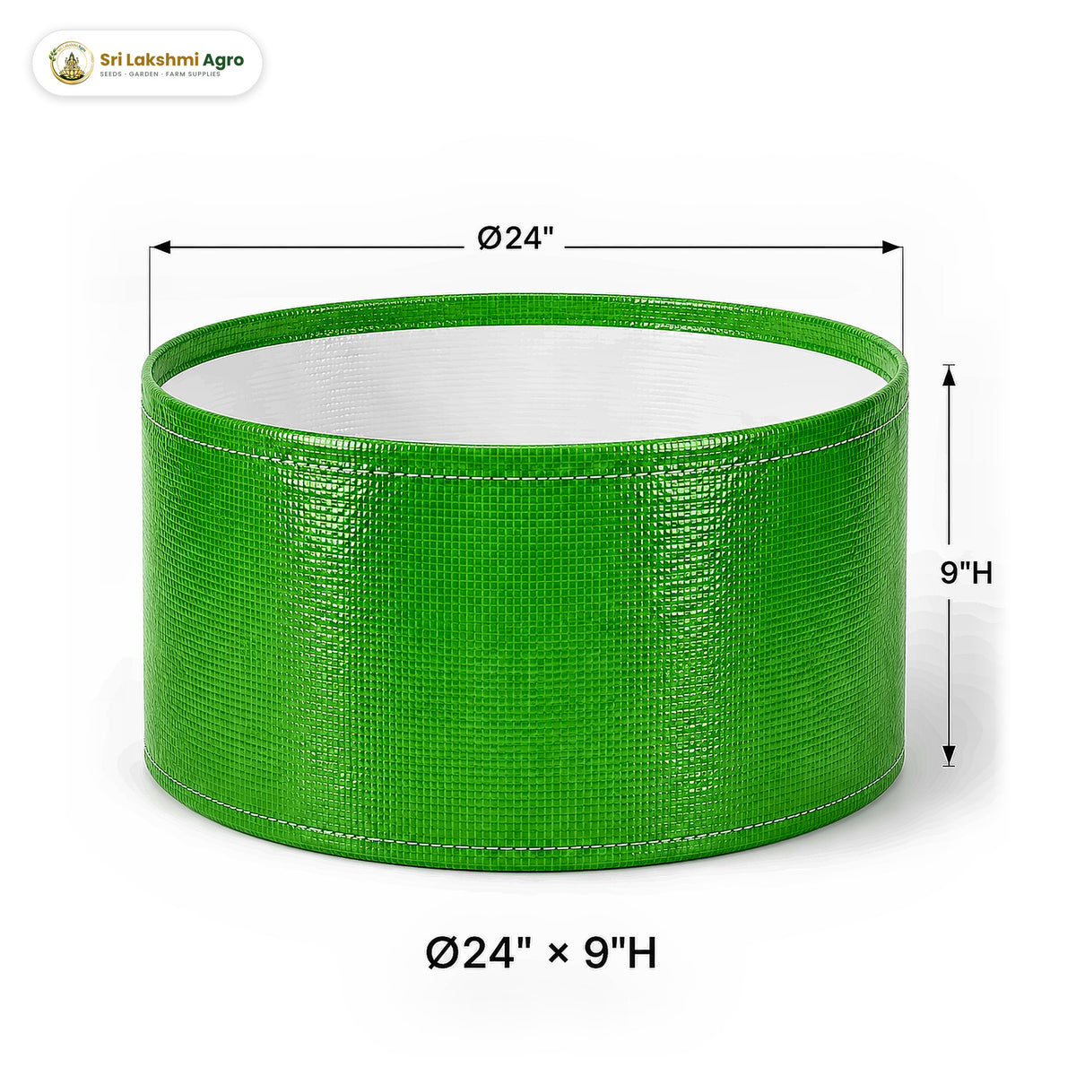HDPE round grow bag, 24 × 9 inch (61 × 23 cm), holds about 67 litres