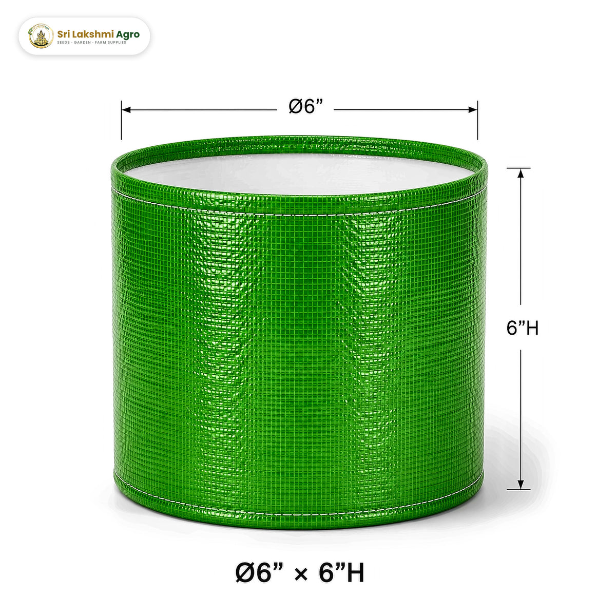 HDPE round grow bag, 6 × 6 inch (15 × 15 cm), holds about 3 litres