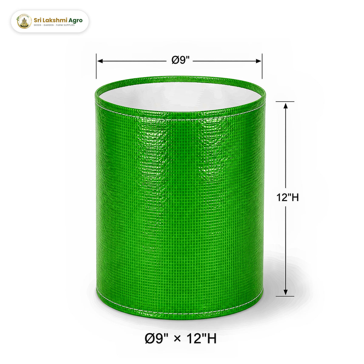 HDPE round grow bag, 9 × 12 inch (23 × 30 cm), holds about 13 litres