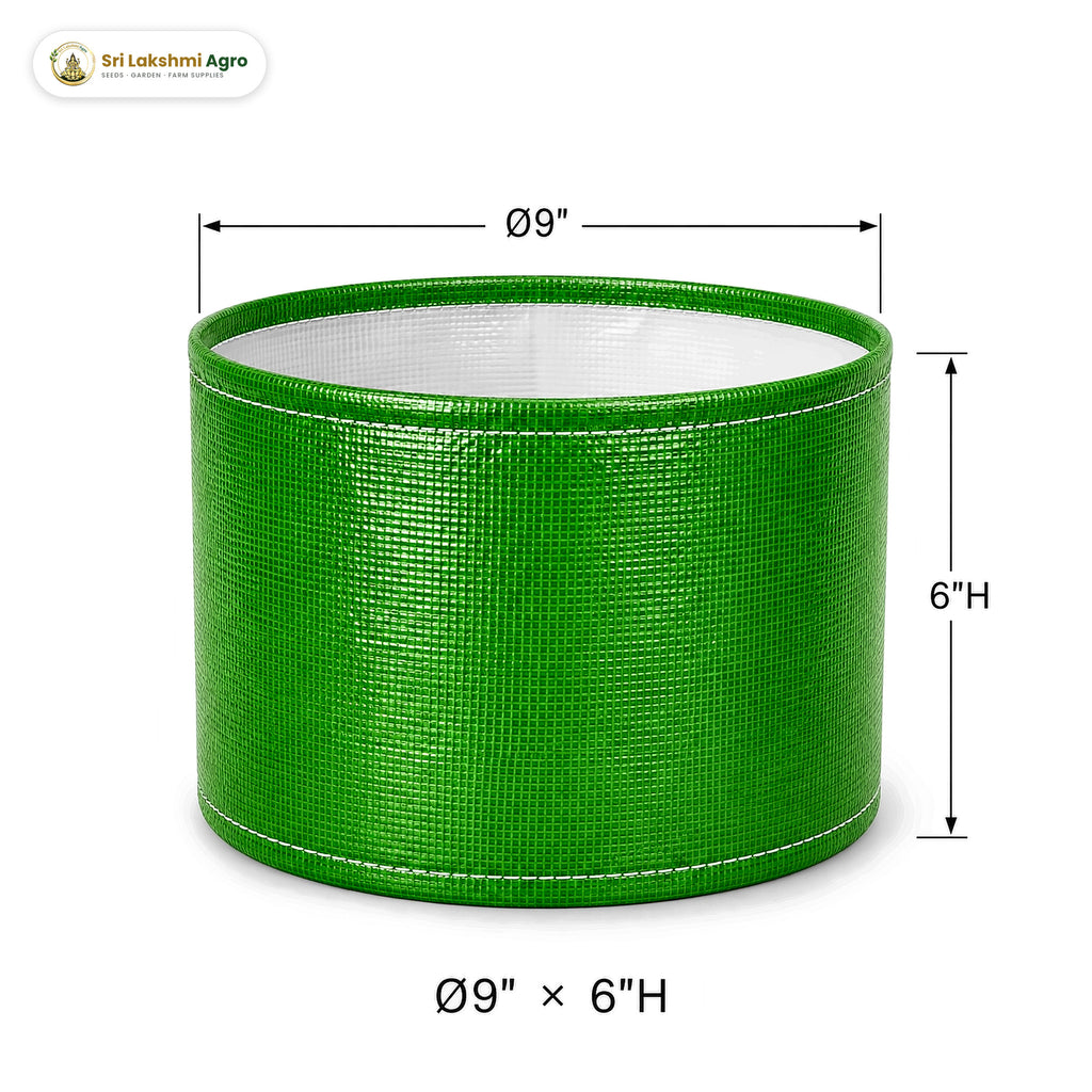 HDPE round grow bag, 9 × 6 inch (23 × 15 cm), holds about 6 litres