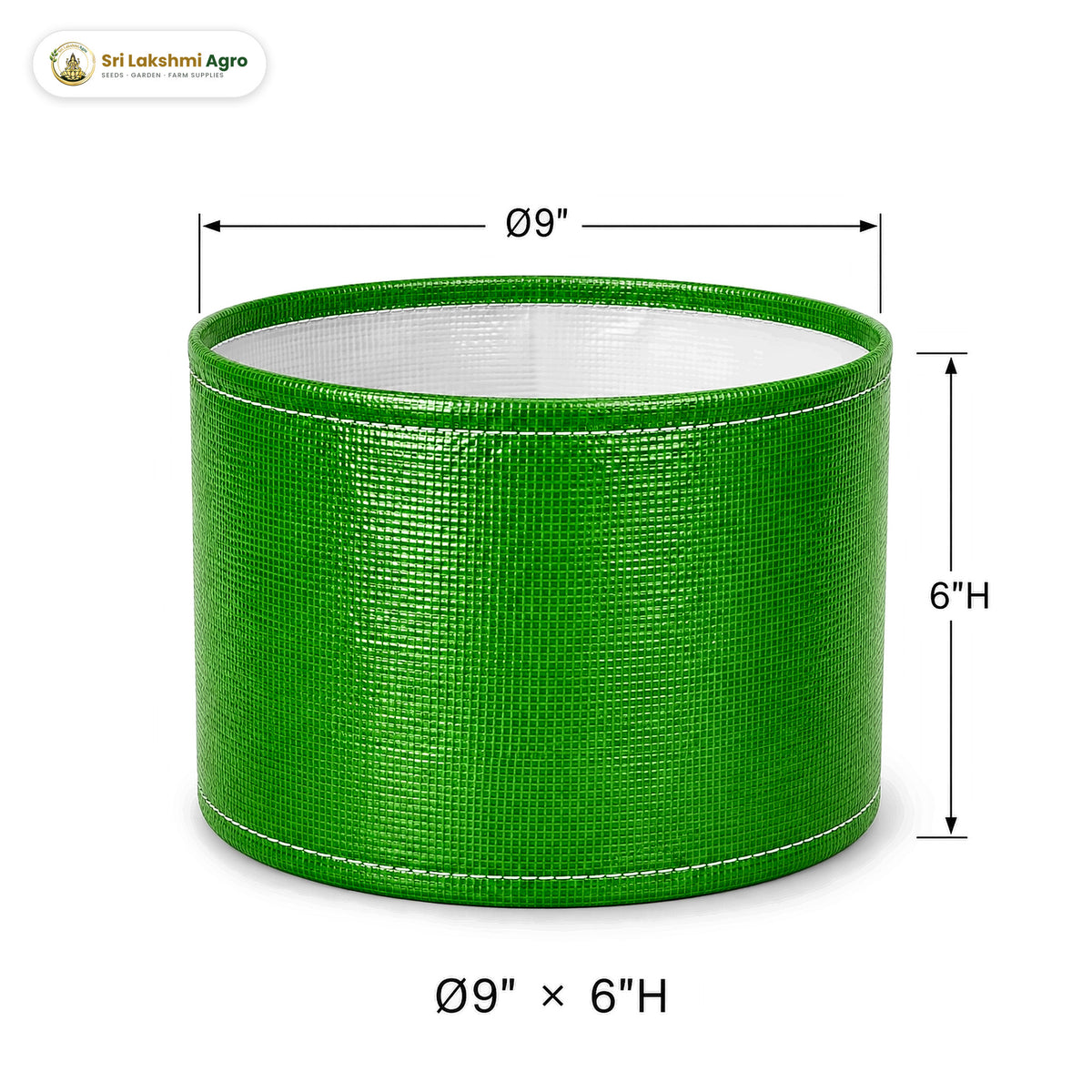 HDPE round grow bag, 9 × 6 inch (23 × 15 cm), holds about 6 litres