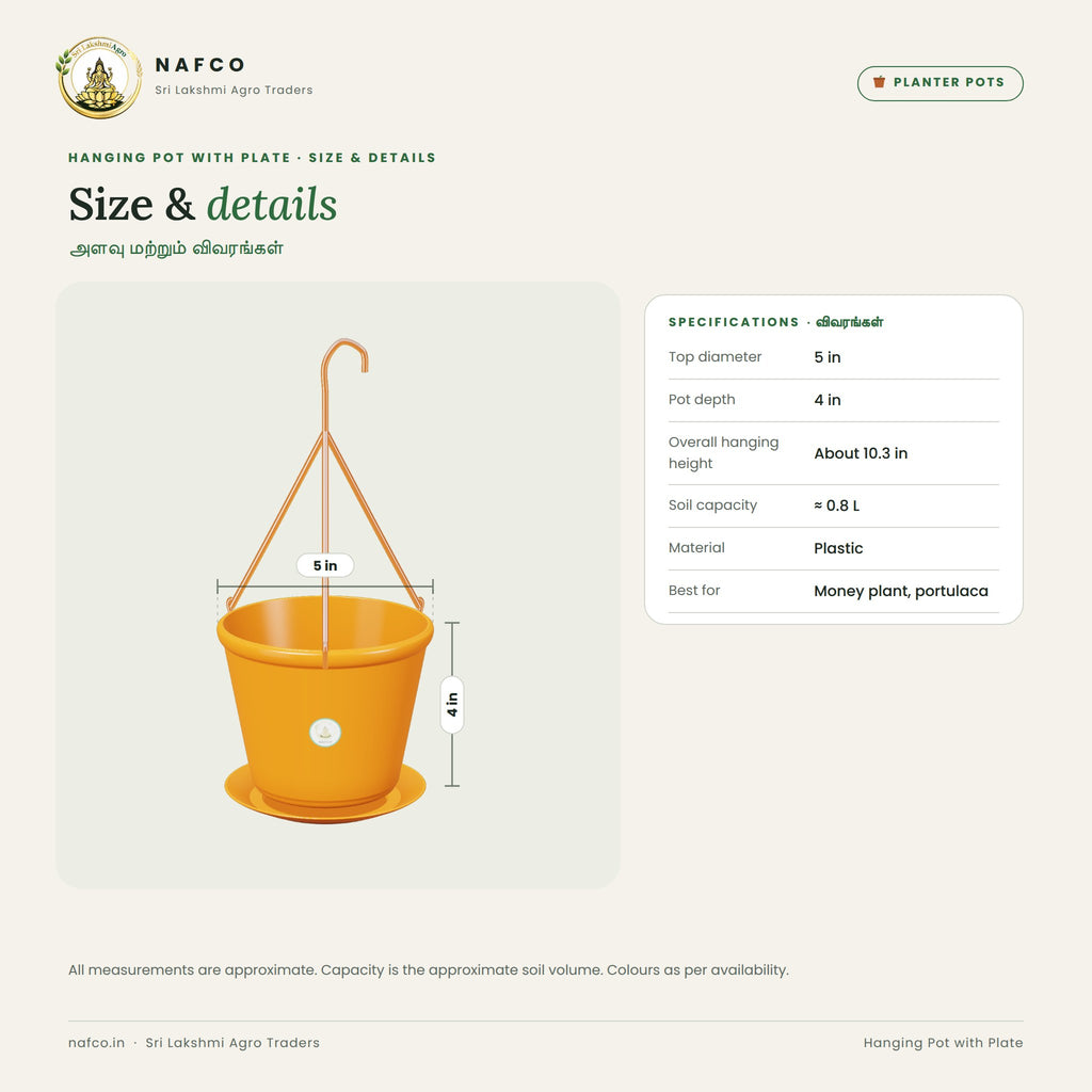 Hanging Pot with Plate – size and details