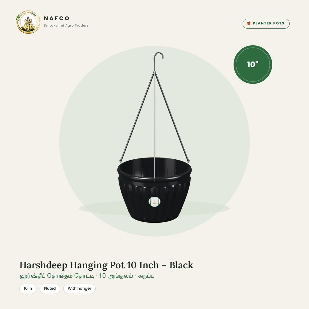 Harshdeep Hanging Pot 10 Inch – Black