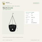 Harshdeep Hanging Pot – Black – size and details