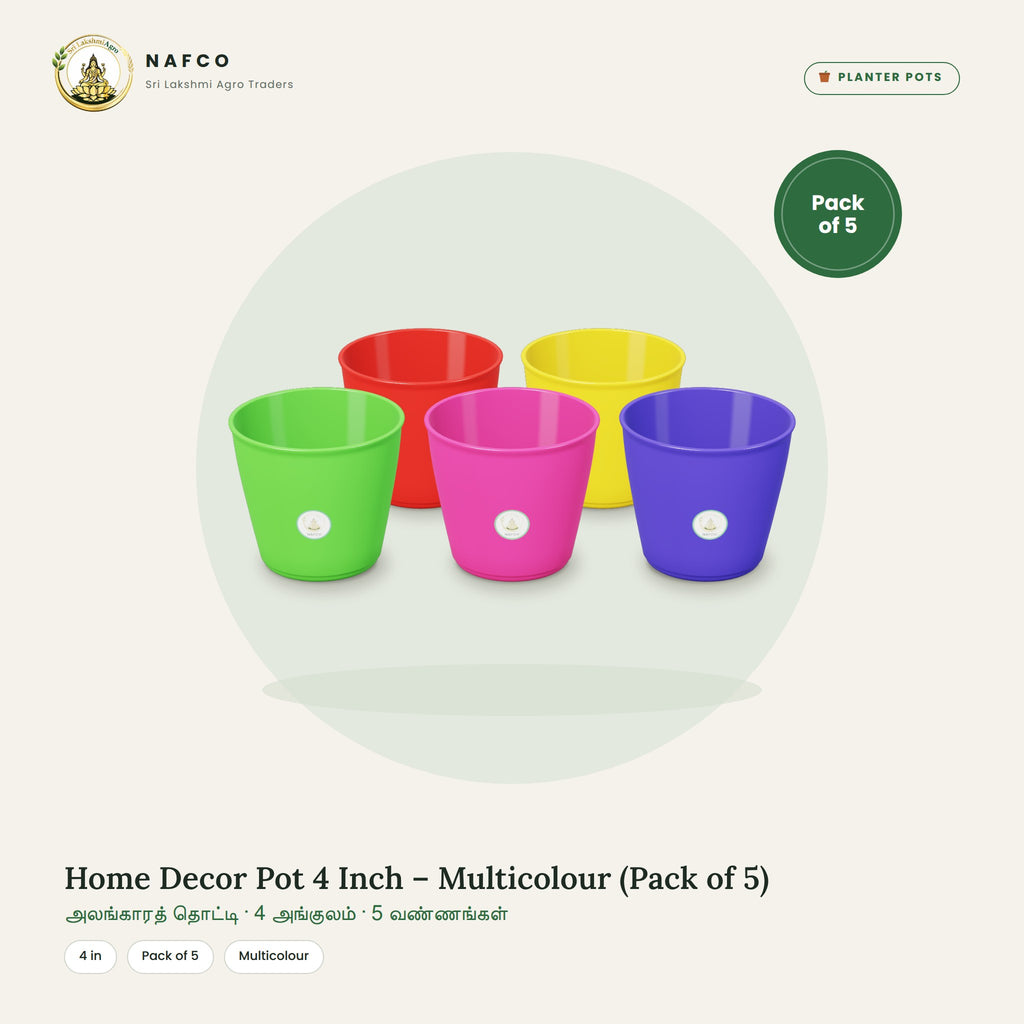 Home Decor Pot 4 Inch – Multicolour (Pack of 5)