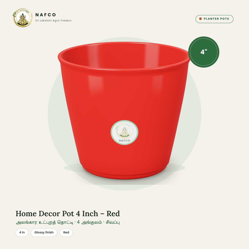 Home Decor Pot 4 Inch – Red