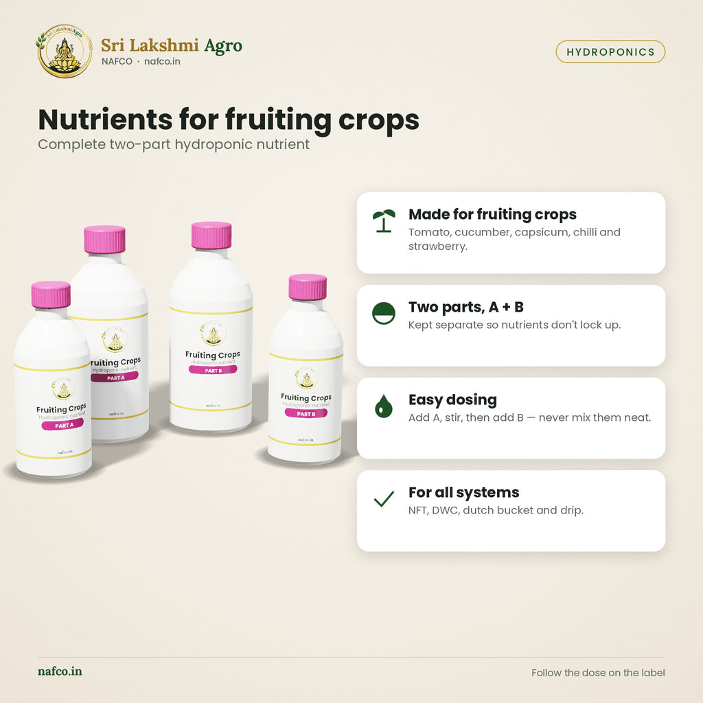 Hydroponic Nutrients A + B – Fruiting Crops – features