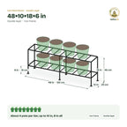 Iron Double Layer Stand – 48×10×18×6 in size guide with dimensions and how many pots it holds